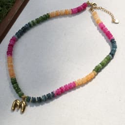 (optional letters) Bohemian classic rainbow color personalized customized bead separated handmade choker necklace