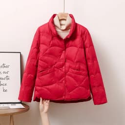 Women's Winter Short Down Jacket Stand Collar Plaid Solid White Duck Down Coat Lady Puffer Jackets max mara пуховик JK-229