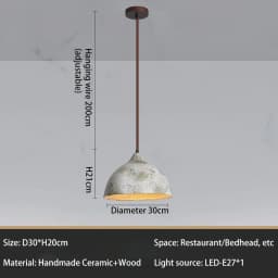 Classical Ceramic Pendant Light Coffee Shop Light Shop Lighting Tea Room Bar Table Lamp Retro LED Wooden Small Chandelier