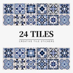 24 Pieces of Mandala Retro Pattern Glossy Self-adhesive Tile Stickers for Kitchen and Bathroom Removable Waterproof Wall Sticker