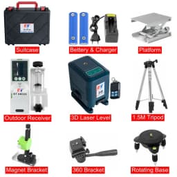 KaiTian 3D 12 Lines Level Laser Nivel Green Line Self-Leveling Horizontal&Vertical Cross Super Powerful 360 Laser Level Receiver
