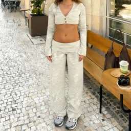 Women Y2k Striped Fold Over Pants Low Rise Yoga Pants Lounge Bottoms Color Block Wide Leg Flare Leggings Sweatpants