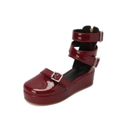 Oversized Shiny Patent Leather Ankle Strap Roman Style Women's Sandals Platform Flat Breathable Belt Buckle Summer Sandals