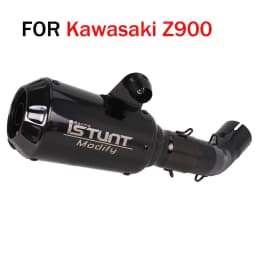 Motorcycle Exhaust System Slip On Exhaust Muffler Tail Pipes For Kawasaki Z900 2017 - 2021 Round Black Muffler