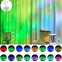 3M USB RGB Curtain String Light 16 Color Window Garland with Remote for Christmas Holiday Wedding Outdoor Indoor Decor