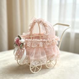 Mini Doll Stroller for 3‑4 Inch Reborn Baby Doll Vintage Lace Iron Doll Carriage Pram Dollhouse Decoration Accessories
