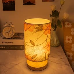 Orange Printed Fabric Desk Lamp, USB - Powered, Suitable for Bedrooms, Living Rooms, Etc., for Decorative Lighting.