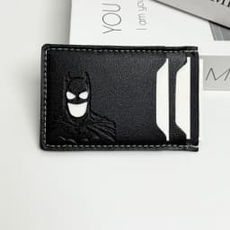 Personalized Leather ID Card Holder with Superhero Mask Design Great Gift Option Travel Wallet ID Card Holder