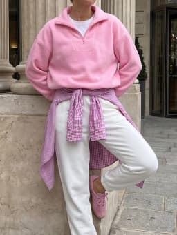 Tossy Fleece Half Zip Sweatshirt Long Sleeve Mock Neck Drop Shoulder Ribbed Cuff Ribbed Hem Oversized Daily Street Sweatshirt