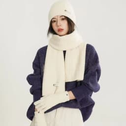 Winter Warm Knitted Hat Scarf Gloves Women's Windproof Adult Three-piece Set Scarves Solid Color Fashion Korean Hats for Women