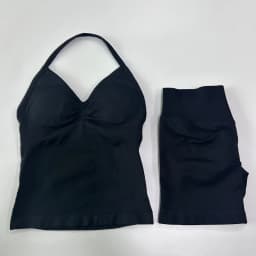 No Logo 2 Pieces Sports Set Women Backless Tank Tops High Waist Scrunch Seamless Shorts Gym Set Sportswear Workout Set Yoga