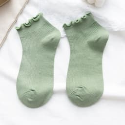 Cotton Women's Socks Frilly Ruffle Socks Spring Summer Casual Ankle Short Boat Socks Loose Knitting Solid Color Mid Tube Sock