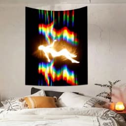 VIKAMA Chic Aesthetic Tapestry, Rainbow Neon Figure Polyester Decor, All-Season for Bedroom, Living Room, Home Decoration