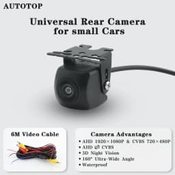 AUTOTOP AHD 1920×1080P Universal Rear View Camera with Full HD Night Vision 160°Fisheye Lens Waterproof