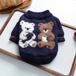 Dog Sweaters for Small Dogs Cute Bear Cardigan Pet Coat Autumn Winter Striped Puppy Clothes Dog Warm Knitted Jacket Dog Pullover