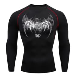 Skull Wings Print Long Sleeve Compression Shirts for Men Gym Workout Running Baselayer Undershirts Spring Fall Athletic Tops