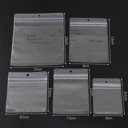 20pcs Transparent PVC Self-Sealing Bags with Hole Thickened Zipper Clear Plastic Storage Bags for Small Jewelry And Food Packagi