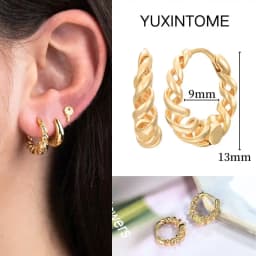Pave Micro Crystal North Star Hoop Earrings Punk 925 Sterling Silver Ear Needle Twist Gold Earrings For Women Minimalist Jewelry