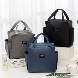 Double Pockets Portable Lunch Bag Lunch Box Insulated Canvas Tote Bag School Lunch Portable Dinner Box Picnic Food Storage