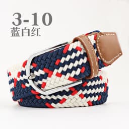 3.3x107cm Solid Color Elastic Braided Belt Casual Men's Women's Belt Stretch Canvas Pin Buckle Waistband