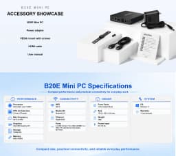 ERVPES Mini Pc B20E Windows 11 Pro 8GB RAM 128GB SSD Intel 6500Y Micro Desktop Computer Dual-Band Wifi Mini Pc