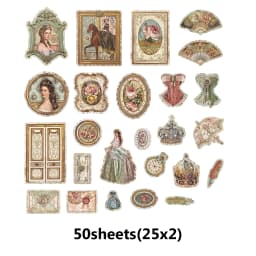 50pcs Vintage Badge Palace Pattern Stickers for Notebooks, Water Bottles, Handmade Scrapbooks, Postcards, DIY Artwork, Stickers