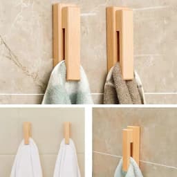 Nordic Walnut Beech Towel Hook Strong Viscose Wall Hanging Door Wooden Creativity Hook Free Punching Bathroom Home Hotel Storage