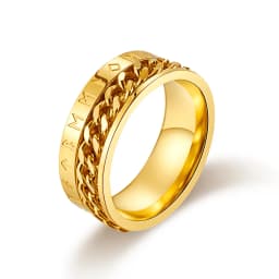 Anxious Rings Rotate Titanium Steel Rotate Rings Viking Rune Odin Norse Text Chain Rings For Men Black Rock Biker Wedding Par