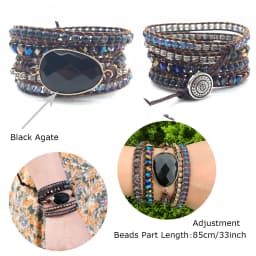 Unique Mix Strands Leather Bracelet Multicolor Natural Stone Woven Wrap Bracelets Bohemian Bracelet Drops Hipping