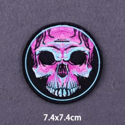 Flame Letters Stickers Iron On Patches For Clothing Thermoadhesive Patches Punk Skull Embroidered Patches On Clothes Badges DIY