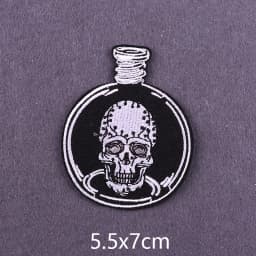 Flame Letters Stickers Iron On Patches For Clothing Thermoadhesive Patches Punk Skull Embroidered Patches On Clothes Badges DIY