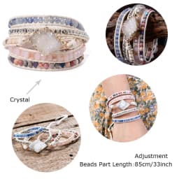 Unique Mix Strands Leather Bracelet Multicolor Natural Stone Woven Wrap Bracelets Bohemian Bracelet Drops Hipping