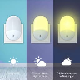 Dusk to Dawn Automatic LED Night Lights Wall Plug In Light Sensor Children Kids Bedroom Warm White Lamp