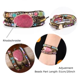 Unique Mix Strands Leather Bracelet Multicolor Natural Stone Woven Wrap Bracelets Bohemian Bracelet Drops Hipping
