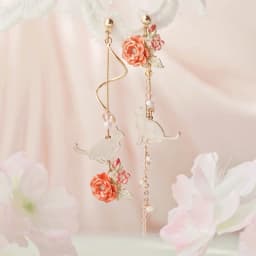 New Elegant Metal Flower Cute Cat Dangle Earrings For Women Korean Asymmetrical Zircon Long Tassel Earring Party Jewelry