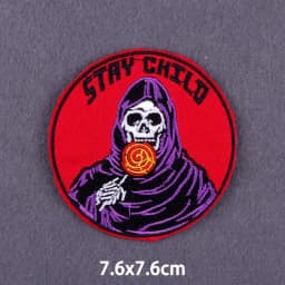 Flame Letters Stickers Iron On Patches For Clothing Thermoadhesive Patches Punk Skull Embroidered Patches On Clothes Badges DIY