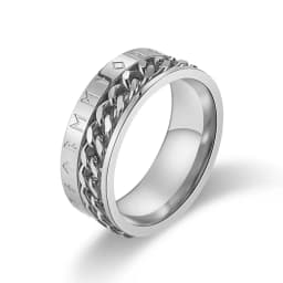 Anxious Rings Rotate Titanium Steel Rotate Rings Viking Rune Odin Norse Text Chain Rings For Men Black Rock Biker Wedding Par