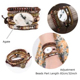 Unique Mix Strands Leather Bracelet Multicolor Natural Stone Woven Wrap Bracelets Bohemian Bracelet Drops Hipping