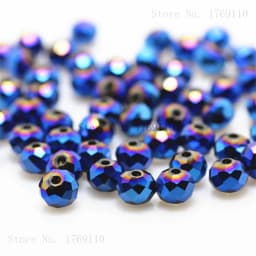 Isywaka Light Blue Colors 4*6mm 50pcs Rondelle Austria Faceted Crystal Glass Beads Loose Spacer Round Beads for Jewelry Making