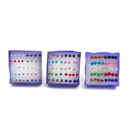 20pairs/set Crystal Stud Earrings Set colorful Plastic Earring for Women Silver Color Small Piercing Jewelry 2.5/3/4/5/6mm
