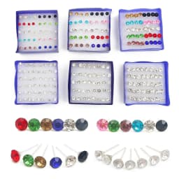 20pairs/set Crystal Stud Earrings Set colorful Plastic Earring for Women Silver Color Small Piercing Jewelry 2.5/3/4/5/6mm
