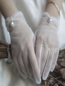 1 Pair White/Red/Beige Bridal Gloves Elegant Short Paragraph Rhinestone White Lace Glove Beautiful Wedding Accessories