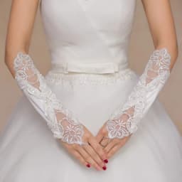 1 Pair White/Red/Beige Bridal Gloves Elegant Short Paragraph Rhinestone White Lace Glove Beautiful Wedding Accessories