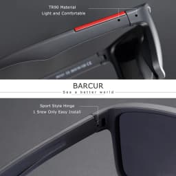 BARCUR Brand Sunglasses Men TR90 Frame Ultralight Polarized Vintage Sun Glasses For Women Square Eyewear UV400 Protection