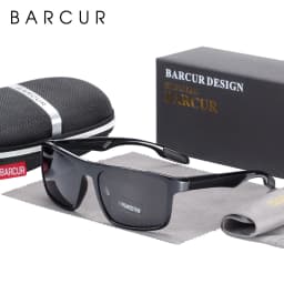BARCUR Brand Sunglasses Men TR90 Frame Ultralight Polarized Vintage Sun Glasses For Women Square Eyewear UV400 Protection