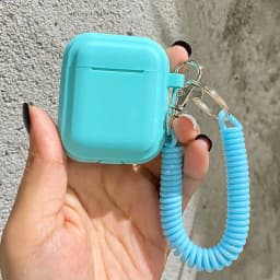 Case For Airpods 1/2/3/4 5 Silicone Solid Color Protective Earphone Cover For Apple Air Pods Pro 2 Spring Fexible Chain Keyring