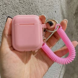 Case For Airpods 1/2/3/4 5 Silicone Solid Color Protective Earphone Cover For Apple Air Pods Pro 2 Spring Fexible Chain Keyring