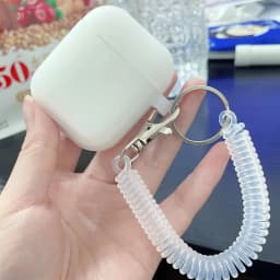 Case For Airpods 1/2/3/4 5 Silicone Solid Color Protective Earphone Cover For Apple Air Pods Pro 2 Spring Fexible Chain Keyring