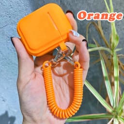 Case For Airpods 1/2/3/4 5 Silicone Solid Color Protective Earphone Cover For Apple Air Pods Pro 2 Spring Fexible Chain Keyring