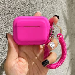 Case For Airpods 1/2/3/4 5 Silicone Solid Color Protective Earphone Cover For Apple Air Pods Pro 2 Spring Fexible Chain Keyring